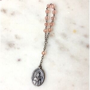 St. Therese Chaplet Pink Crystal Rosary Made In Italy Christian Jewelry